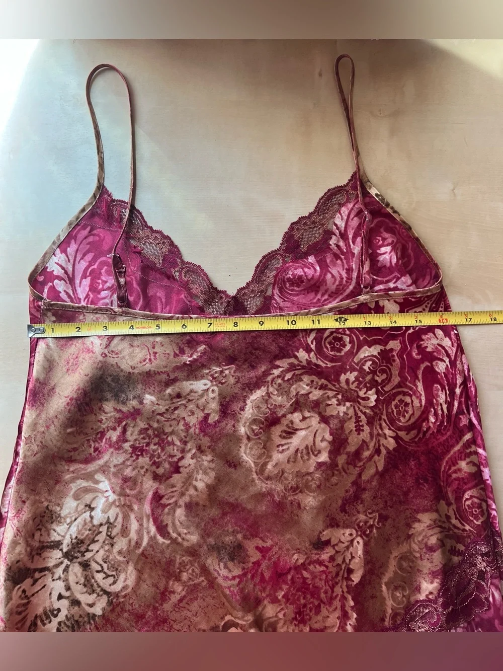 Vintage 1990s Burgundy Floral Lingerie Set -Front Tie Robe with Matching Slip